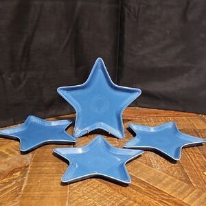 Blue Star-Shaped Fiestaware Plates Set - 4